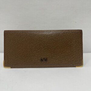 Valentino Garavani Brown Leather Slim Bifold Long Wallet - Preowned